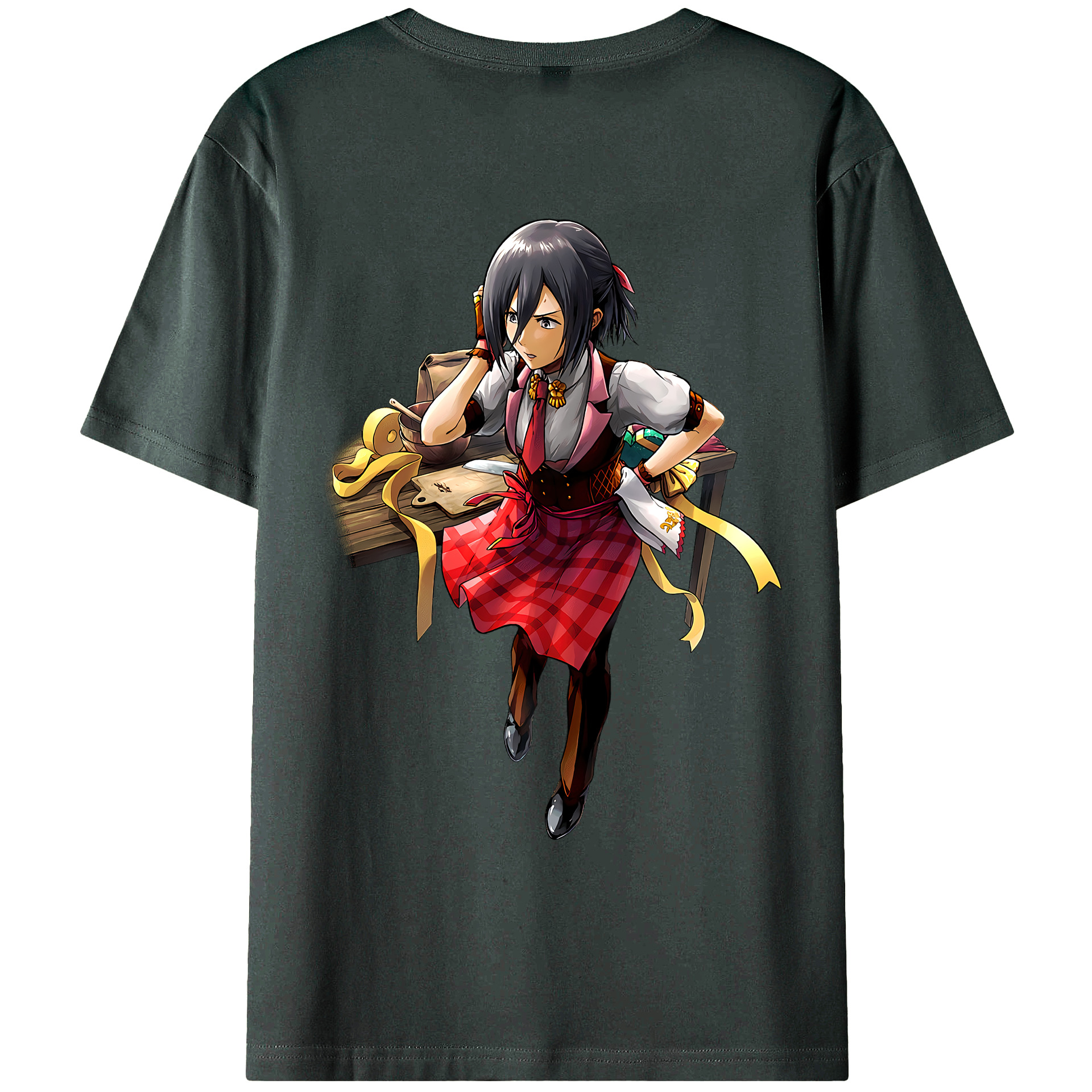 （画像用） 進撃の巨人 ミカサ·アッカーマン Attack on Titan Mikasa Ackerman 綿100％ メンズ半袖Tシャツ（バックプリント） 通気性